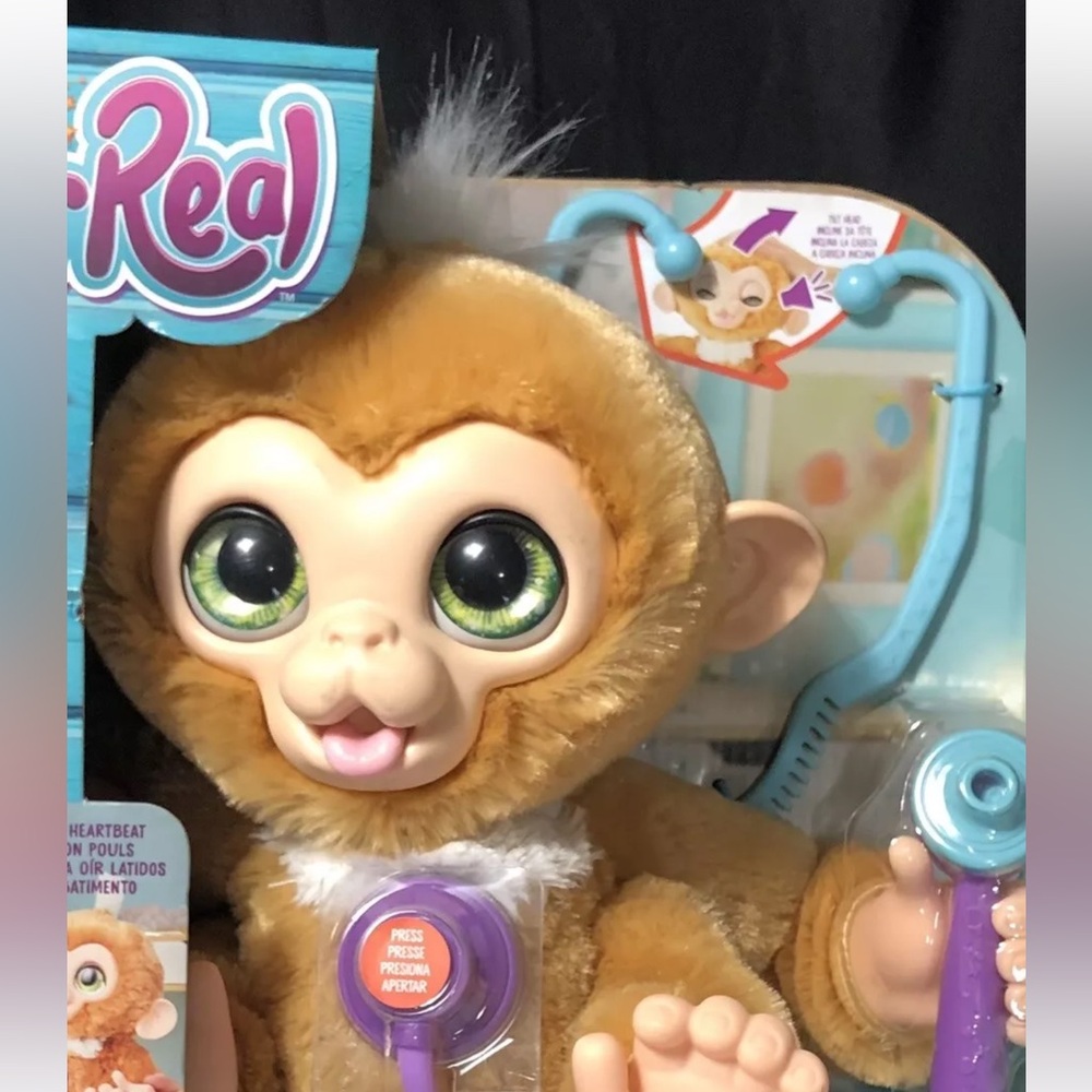 NRFB Furreal Friends Check Up Zandi Monkey 2018 Hasbro Tiger Heartbeat SEALED